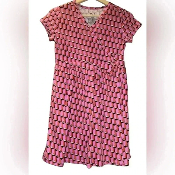 Diane Von Furstenberg For Target Pink Modern Geo Faux Wrap Dress Size M 8 NWT - Picture 3 of 7